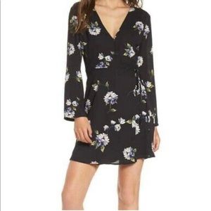 LUSH from Nordstrom black floral wrap dress